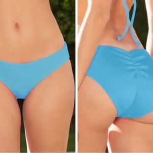 NWOT BECCA BY REBECCA VIRTUE Adela Ruched Hipster Bikini Bottom Light Blue